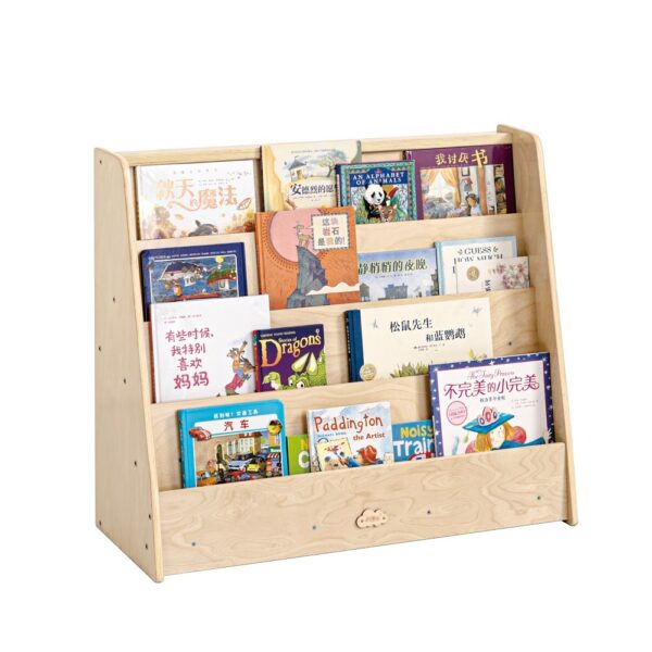 HomeDiscount-Jooyes Kids 4 Tier Wooden Display Bookcase - Single Side