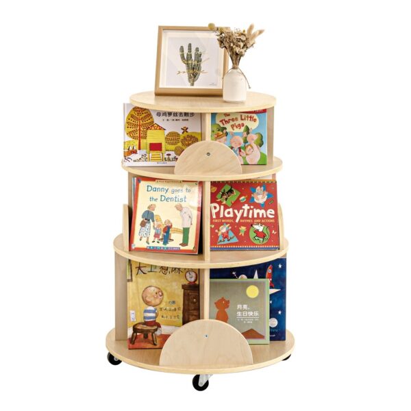 HomeDiscount-Jooyes Kids Rotating Wooden Display Bookcase With Castors