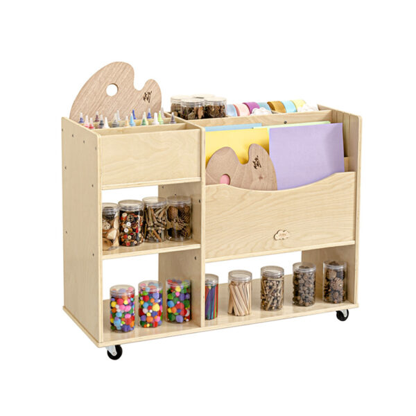 HomeDiscount-Jooyes Wooden Art Craft Material Storage Cabinet Trolley