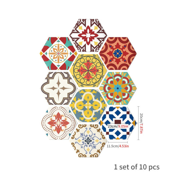 HomeDiscount-10PCS Multi Colour Tile Set Hexagon Decoration Decal Self-adhesive Oil-proof And