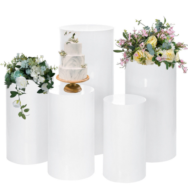 HomeDiscount-5PCS Round Plinth Cylinder Display Stand Pedestal Wedding Party Shop Display AU