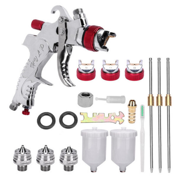 HomeDiscount-Spray Gun Kit HVLP Gravity Feed Air Paint Sprayer 3 Nozzles 1.4mm 1.7mm 2mm