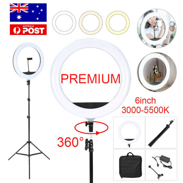 HomeDiscount-8"LED Ring Light Dimmable Lighting Kit Phone+Selfie 40cm Tripod Makeup Live Lamp