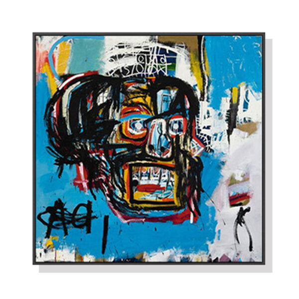 HomeDiscount-Wall Art 60cmx60cm Blue Head By Basquiat Black Frame Canvas