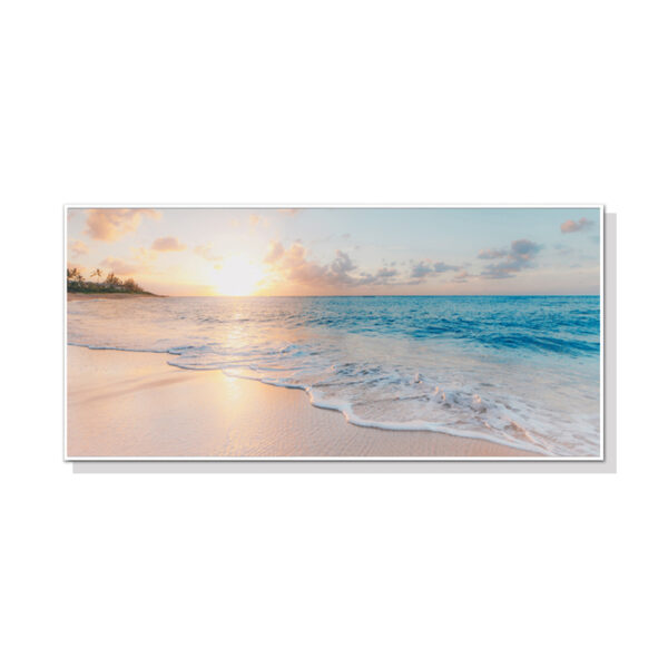 HomeDiscount-Wall Art 60cmx120cm Ocean and Beach White Frame Canvas