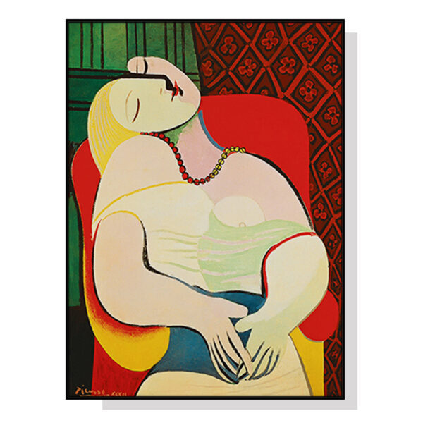 HomeDiscount-Wall Art 60cmx90cm The dream by Pablo Picasso Gold Frame Canvas