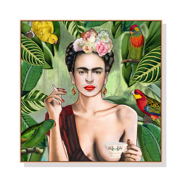 HomeDiscount-Wall Art 50cmx50cm Self Portrait by Frida Kahlo Wood Frame Canvas