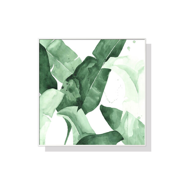 HomeDiscount-Wall Art 60cmx60cm Tropical Leaves Square Size White Frame Canvas