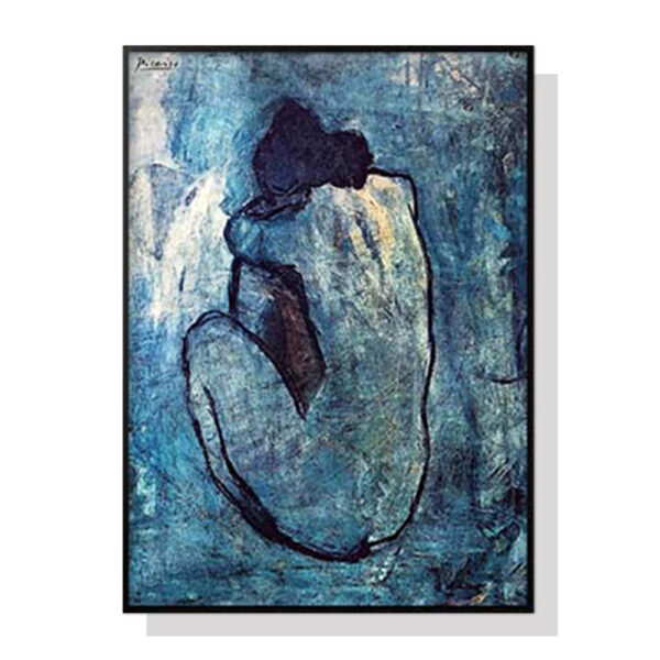 HomeDiscount-Wall Art 70cmx100cm Blue Nude by Pablo Picasso Black Frame Canvas