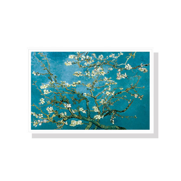 HomeDiscount-Wall Art 50cmx70cm Van Gogh Almond  White Frame Canvas