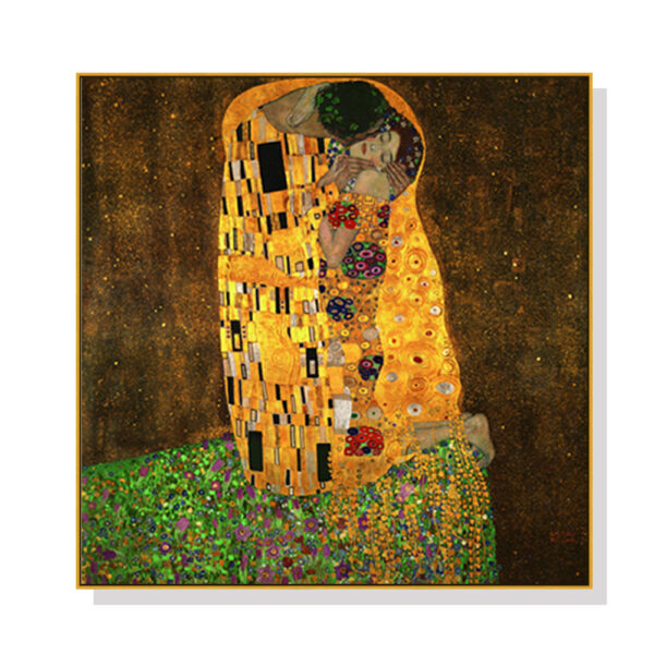 HomeDiscount-Wall Art 50cmx50cm Kissing by Gustav Klimt Gold Frame Canvas