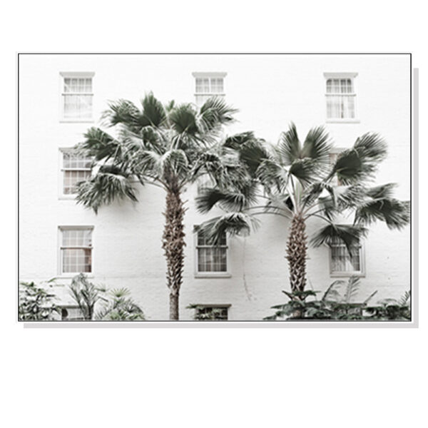 HomeDiscount-Wall Art 50cmx70cm Palm Tree White Frame Canvas