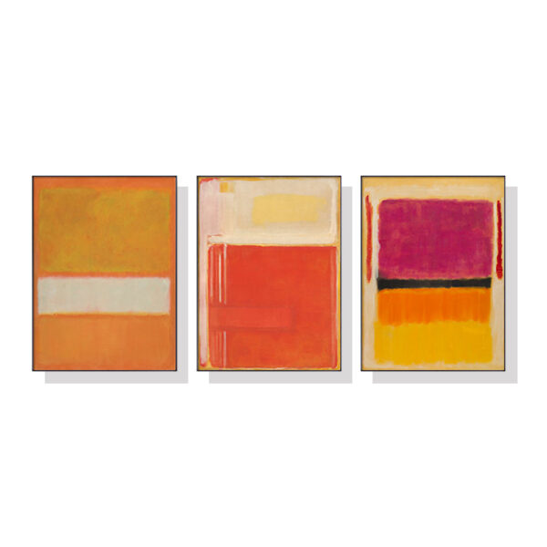 HomeDiscount-Wall Art 60cmx90cm Colourful 3 Sets By Mark Rothko Black Frame Canvas