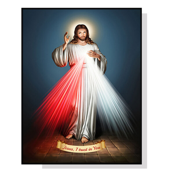 HomeDiscount-Wall Art 60cmx90cm Jesus Divine Mercy I Trust In You Black Frame Canvas