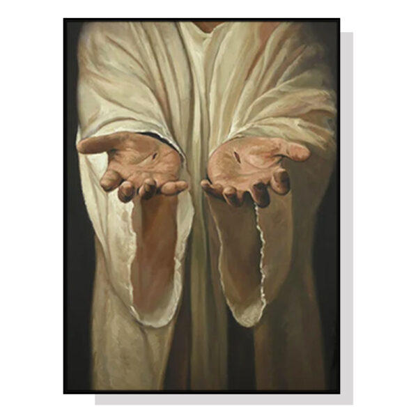 HomeDiscount-Wall Art 50cmx70cm Jesus Nail Hand Black Frame Canvas