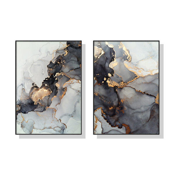 HomeDiscount-Wall Art 50cmx70cm Black Splash 2 Sets Black Frame Canvas