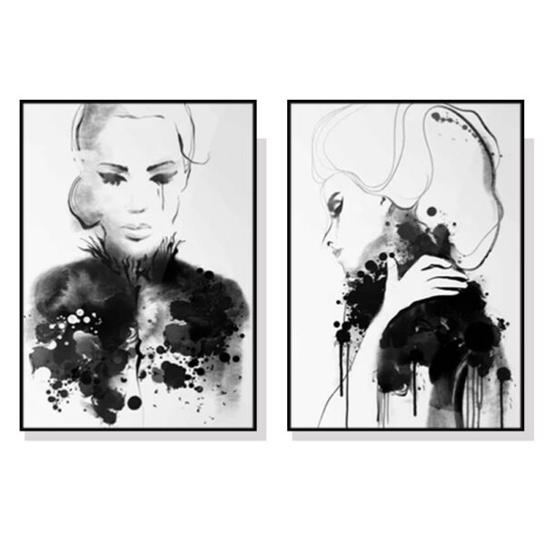 HomeDiscount-Wall Art 50cmx70cm Watercolor Sketch 2 Sets Black Frame Canvas