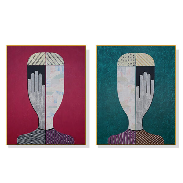 HomeDiscount-Wall Art 50cmx70cm Abstract Man And Woman 2 Sets Gold Frame Canvas