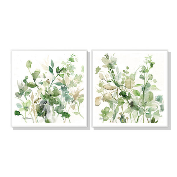 HomeDiscount-Wall Art 50cmx50cm Sage Garden By Carol Robinson 2 Sets White Frame Canvas