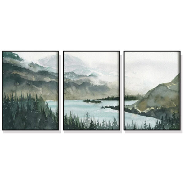 HomeDiscount-Wall Art 50cmx70cm Landscape 3 Sets Black Frame Canvas