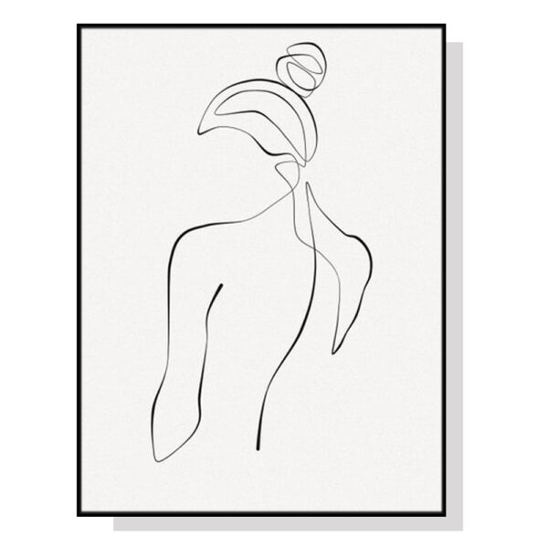 HomeDiscount-Wall Art 50cmx70cm Woman Back Line Art Black Frame Canvas