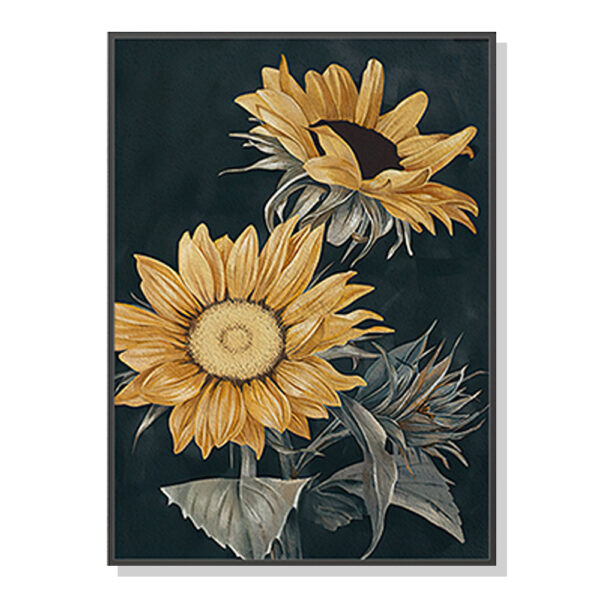 HomeDiscount-Wall Art 50cmx70cm Sunflowers Black Frame Canvas