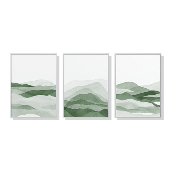 HomeDiscount-Wall Art 50cmx70cm Sage Green 3 Sets White Frame Canvas