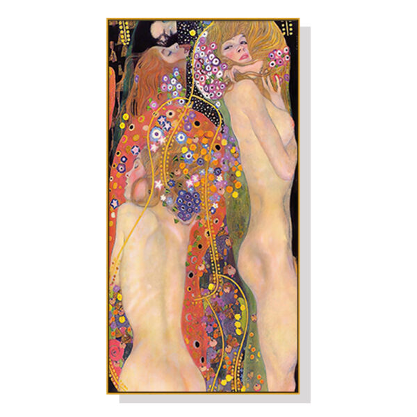 HomeDiscount-Wall Art 40cmx80cm Water Serpents By Gustav Klimt Gold Frame Canvas