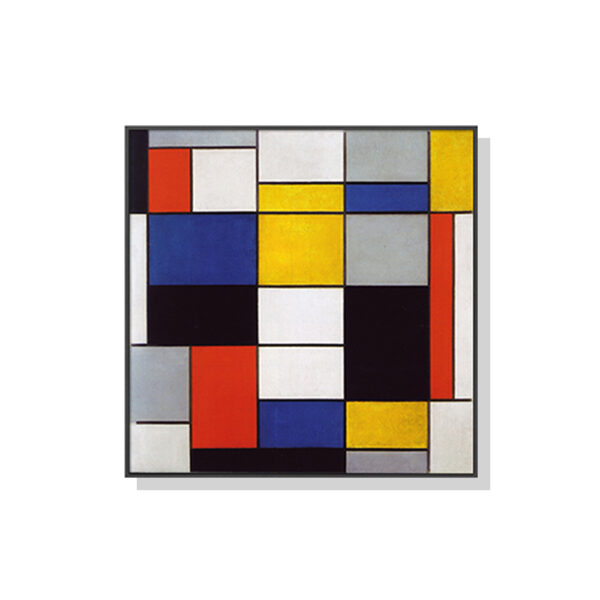 HomeDiscount-Wall Art 50cmx50cm Large Composition A By Piet Mondrian Black Frame Canvas