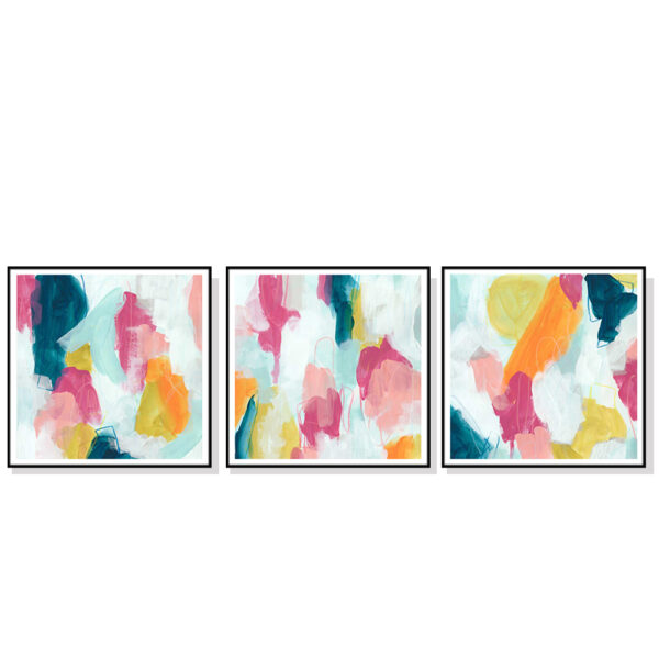 HomeDiscount-Wall Art 50cmx50cm Colourful 3 Sets Black Frame Canvas