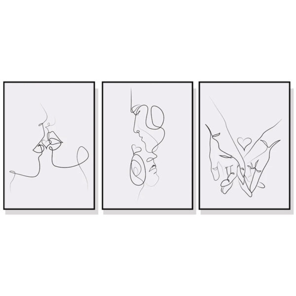 HomeDiscount-Wall Art 60cmx90cm Couples 3 Sets Black Frame Canvas