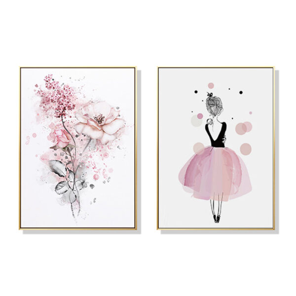 HomeDiscount-Wall Art 50cmx70cm Dancing Ballerina in Paris 2 Sets Gold Frame Canvas