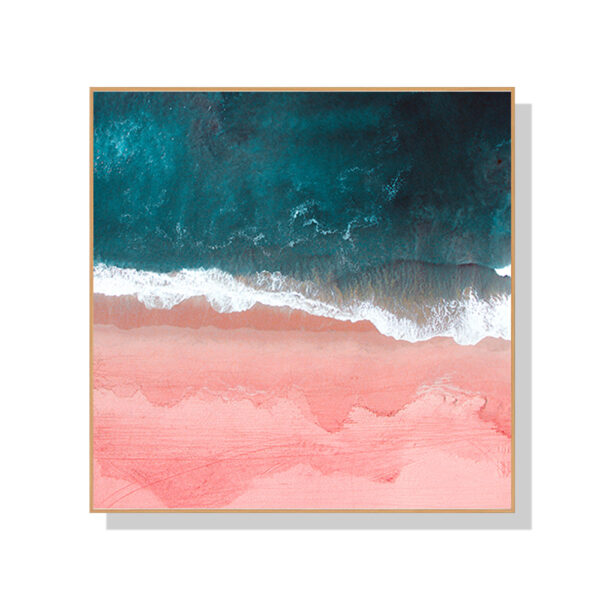 HomeDiscount-Wall Art 70cmx70cm Pink Sea Wood Frame Canvas