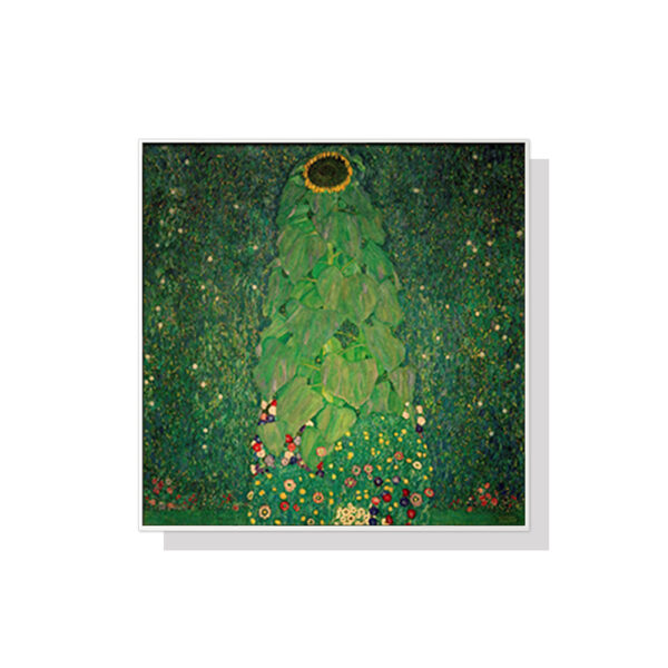 HomeDiscount-Wall Art 60cmx60cm Sunflower by Gustav Klimt White Frame Canvas