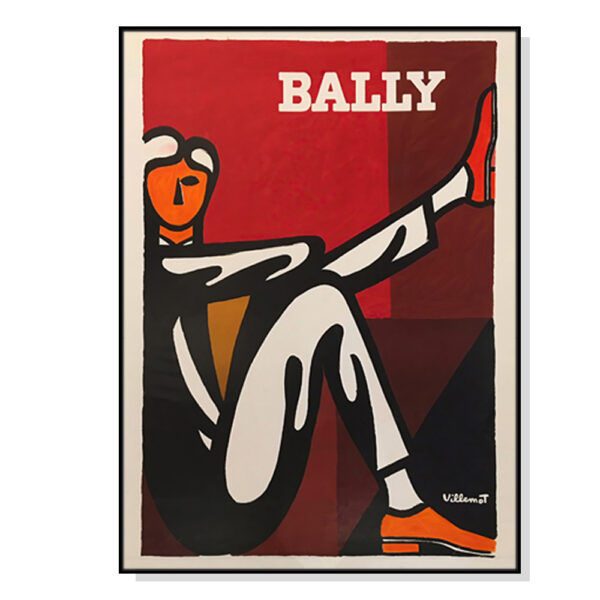 HomeDiscount-Wall Art 50cmx70cm Bally Man by Villemot Black Frame Canvas