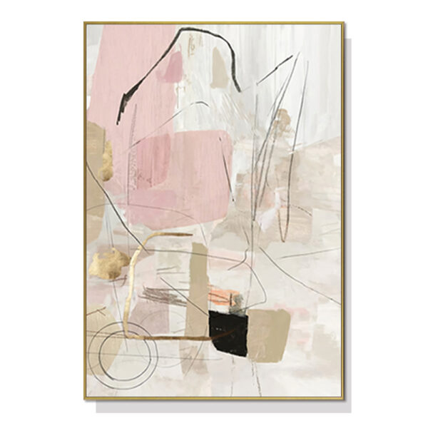 HomeDiscount-Wall Art 60cmx90cm Abstract Pink Gold Frame Canvas