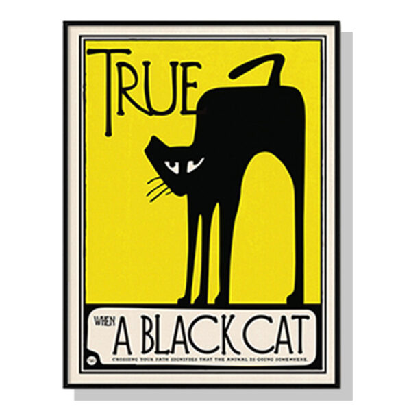 HomeDiscount-Wall Art 50cmx70cm Black Cat Black Frame Canvas