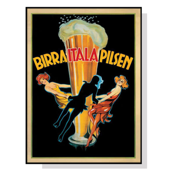 HomeDiscount-Wall Art 50cmx70cm Birra Itala Pilsen Black Frame Canvas