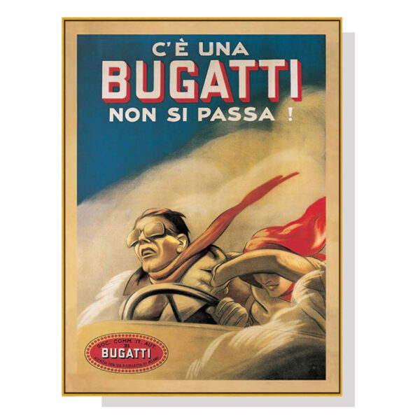 HomeDiscount-Wall Art 60cmx90cm Bugatti Gold Frame Canvas