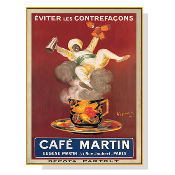 HomeDiscount-Wall Art 50cmx70cm Cafe Martin Gold Frame Canvas