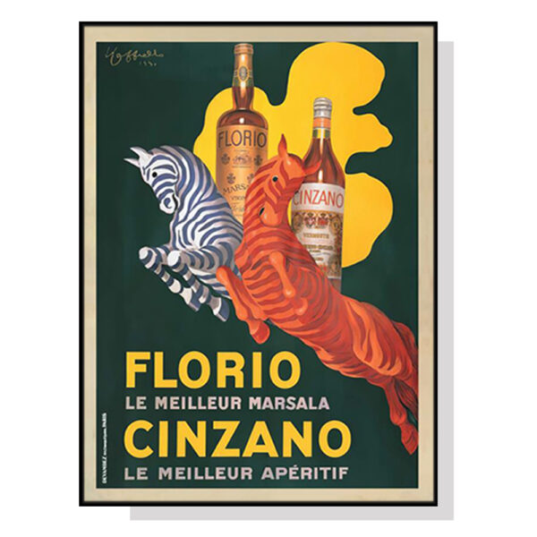 HomeDiscount-Wall Art 50cmx70cm Florio Cinzano Black Frame Canvas