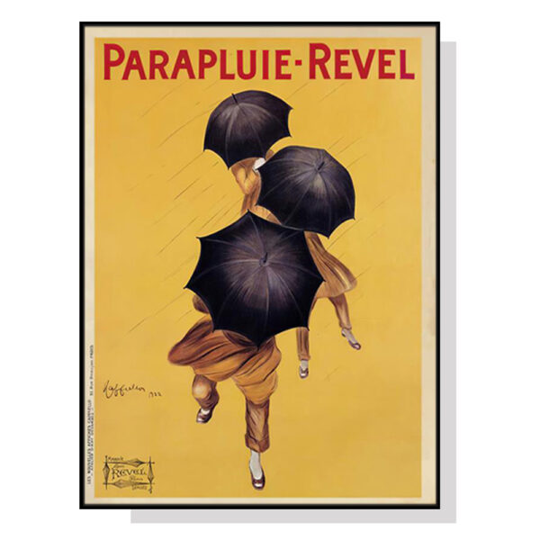 HomeDiscount-Wall Art 50cmx70cm Parapluie Revel Black Frame Canvas