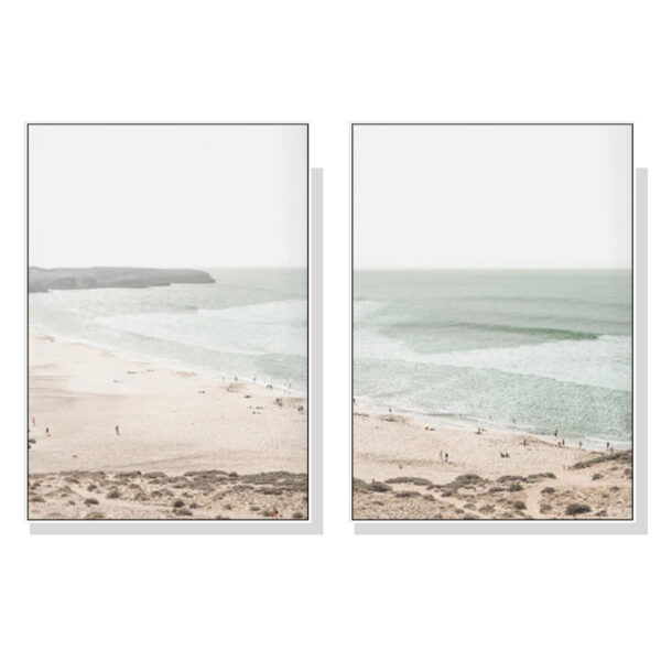 HomeDiscount-Wall Art 50cmx70cm Coastal Prints 2 Sets White Frame Canvas