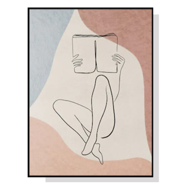 HomeDiscount-Wall Art 80cmx120cm Woman Reading Book Black Frame Canvas