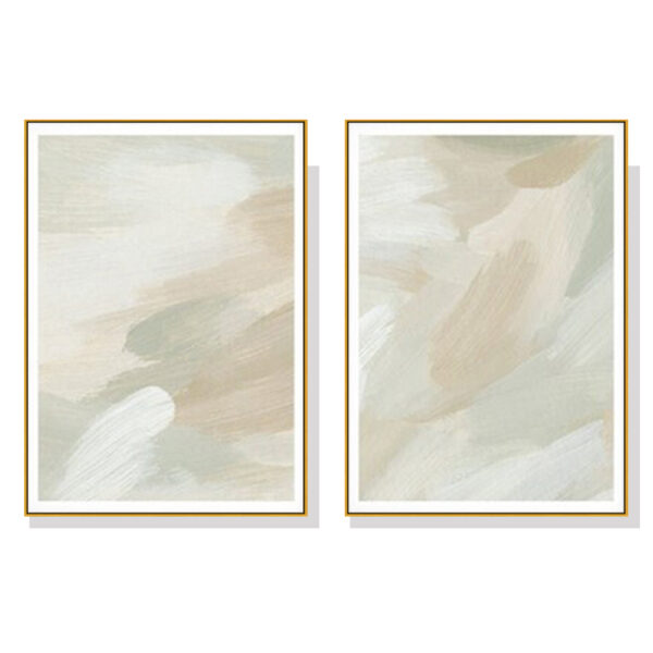 HomeDiscount-Wall Art 50cmx70cm Beige and Sage Green 2 Sets Gold Frame Canvas