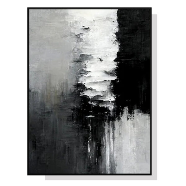 HomeDiscount-Wall Art 60cmx90cm Abstract Black White Artwork Black Frame Canvas