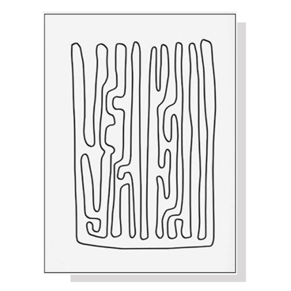 HomeDiscount-Wall Art 70cmx100cm Black And White Lines White Frame Canvas