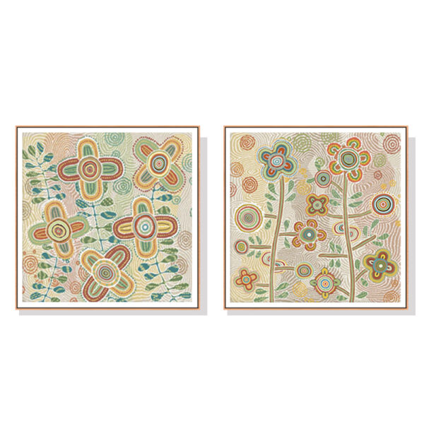 HomeDiscount-Wall Art 50cmx50cm Lovely Pattern II 2 Sets Wood Frame Canvas