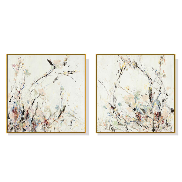 HomeDiscount-Wall Art 60cmx60cm Afternoon Walk 2 Sets Gold Frame Canvas