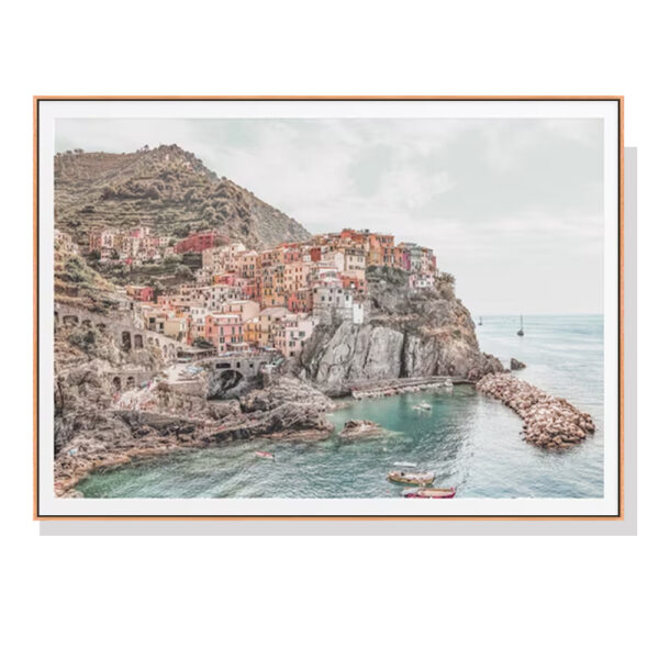 HomeDiscount-Wall Art 70cmx100cm Italy Cinque Terre Wood Frame Canvas